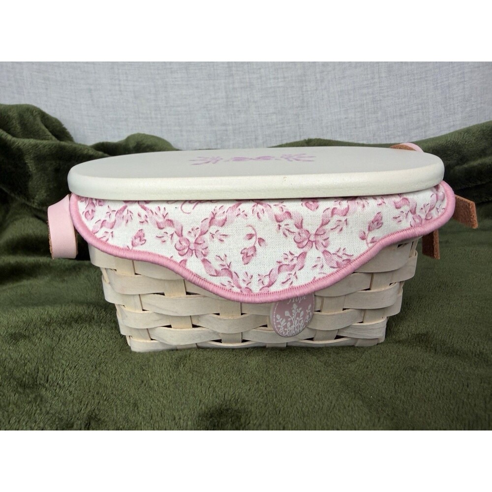 Longaberger 2005 Horizon of Hope Basket w/Hope lid, Fabric, Protector and tie-on
